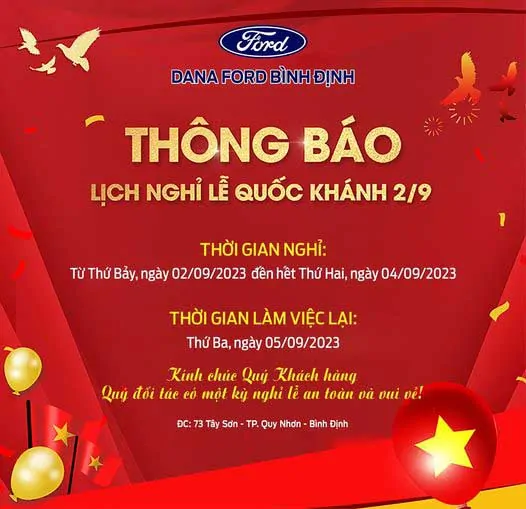 NGHỈ LỄ QUỐC KHÁNH 02/09/2023